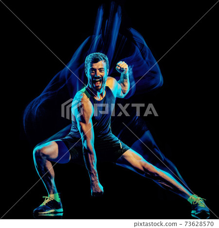 fitness cardio boxing exercise body combat man isolated black background fitness cardio boxing exercise body combat man isolated black background 73628570