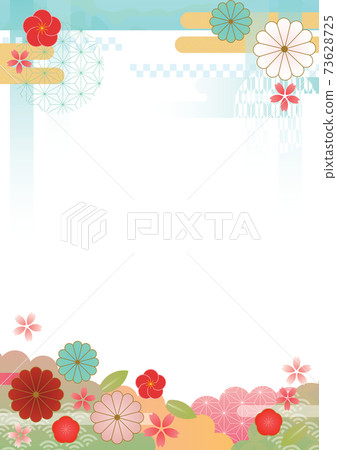 Cute Japanese frame design light blue 73628725