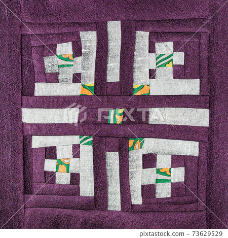 patchwork with silver pattern of purple fabrics patchwork with silver pattern of purple fabrics 73629529