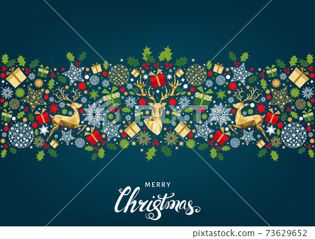 Christmas pattern with lettering and  colorful   tree decoration. 73629652