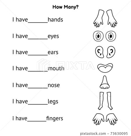 How many body parts. Write the correct answer. Activity page for school and preschool 73630095