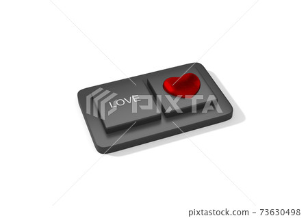 Black computer keyboard button LOVE text with heart sign symbol 3d rendering. 3d illustration Internet dating of Love and Valentines Day greeting card template minimal concept. Black computer keyboard button LOVE text with heart sign symbol 3d rendering. 3d illustration Internet dating of Love and Valentines Day greeting card template minimal concept. 73630498