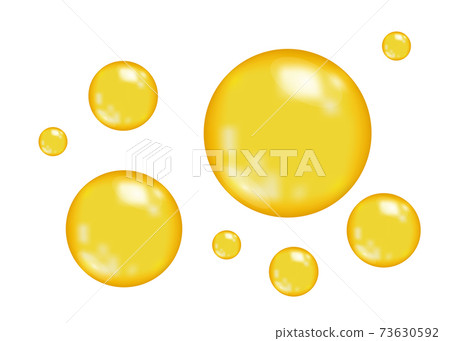 Realistic  glossy gold  bubbles. 73630592