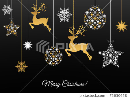 Merry Christmas greeting  card on black  background 73630658