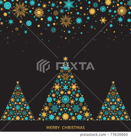 Christmas and New Year greeting card with Xmas trees. 73630660