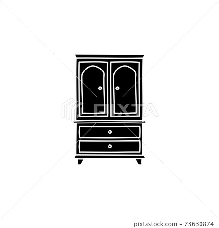 cupboard silhouette doodle sketch style icon. isolated on white background simple ink hand drawn Vector illustration 73630874