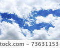 Bright clouds on blue air background at skyline. 73631153