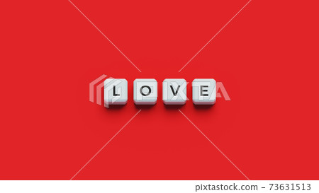 Love word concept illustration, love message on wooden plastic cubes, 3D dices with text rendered	 73631513