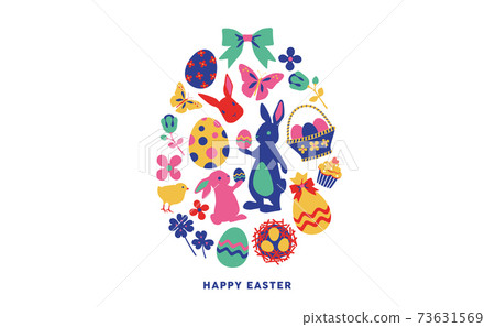 Easter illustration material egg-shaped message card Easter illustration material egg-shaped message card 73631569