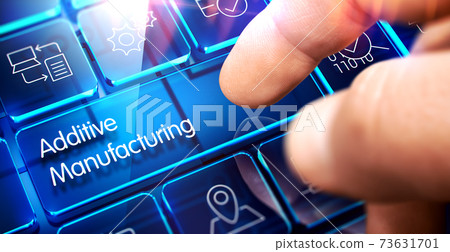 Additive Manufacturing - Message on the Blue Keyboard Glass Key. 3D. 73631701