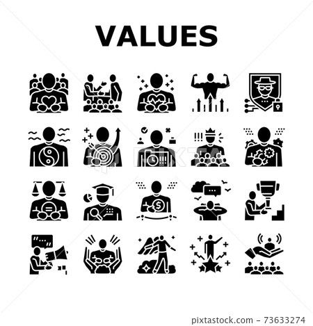 Values Human Life Collection Icons Set Vector - Stock Illustration ...