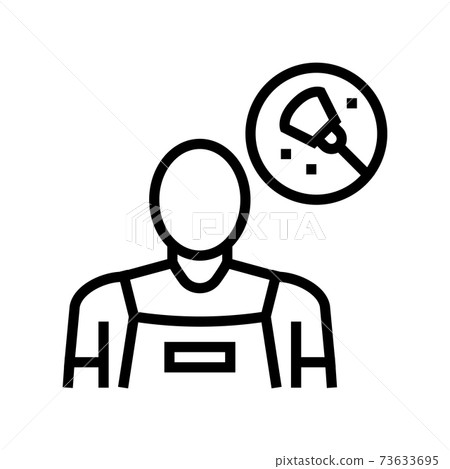 cleaning service worker line icon vector illustration 73633695