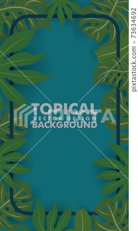 Frame made of fresh green tropical leaves on white background. Space for design or text. vector illustration design Frame made of fresh green tropical leaves on white background. Space for design or text. vector illustration design 73634692