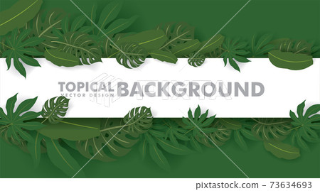 Frame made of fresh green tropical leaves on... - Stock Illustration ...