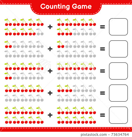 Counting game, count the number of Cherry and write the result. Educational children game, printable worksheet, vector illustration Counting game, count the number of Cherry and write the result. Educational children game, printable worksheet, vector illustration 73634764