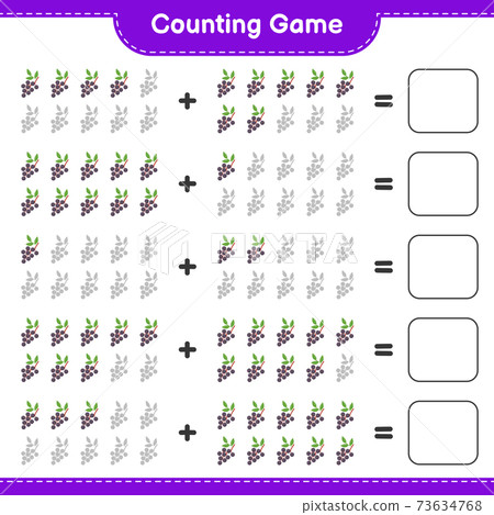 Counting game, count the number of Elderberry and write the result. Educational children game, printable worksheet, vector illustration Counting game, count the number of Elderberry and write the result. Educational children game, printable worksheet, vector illustration 73634768