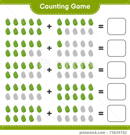 Counting game, count the number of Jackfruit and write the result. Educational children game, printable worksheet, vector illustration Counting game, count the number of Jackfruit and write the result. Educational children game, printable worksheet, vector illustration 73634782