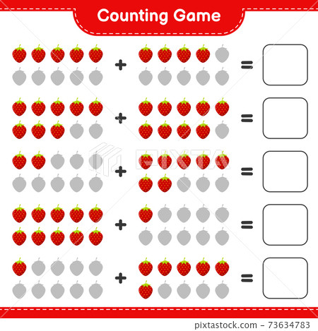 Counting game, count the number of Strawberry and write the result. Educational children game, printable worksheet, vector illustration 73634783