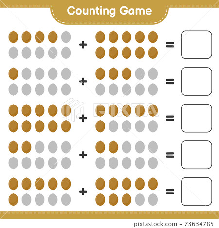 Counting game, count the number of Kiwi and write the result. Educational children game, printable worksheet, vector illustration Counting game, count the number of Kiwi and write the result. Educational children game, printable worksheet, vector illustration 73634785