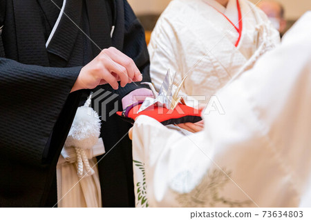 Wedding ceremony Japanese style ring exchange Wedding ceremony Japanese style ring exchange 73634803