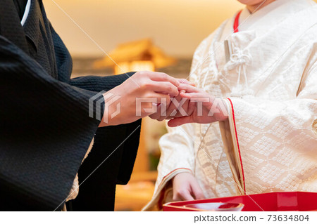 Wedding ceremony Japanese style ring exchange Wedding ceremony Japanese style ring exchange 73634804