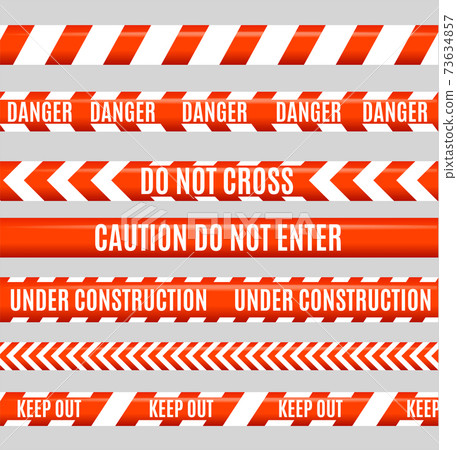 Realistic 3d Detailed Striped Line Tape Set. Vector 73634857