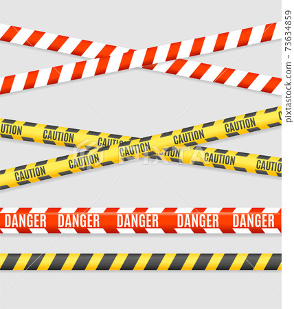 Realistic 3d Detailed Line Tape Striped Set. Vector Realistic 3d Detailed Line Tape Striped Set. Vector 73634859