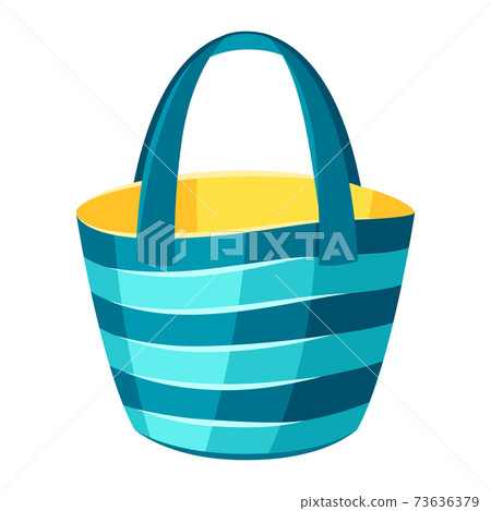 Illustration of female striped beach bag. 73636379