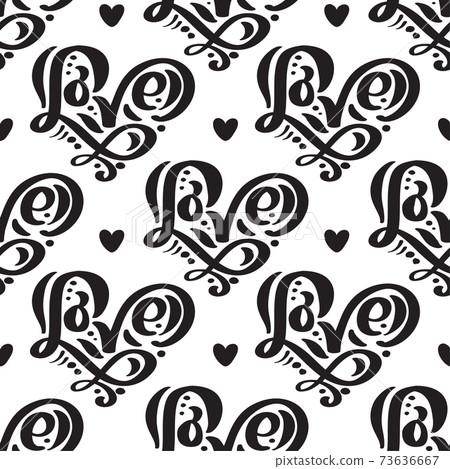 Vector seamless pattern with Love lettering... - Stock Illustration ...