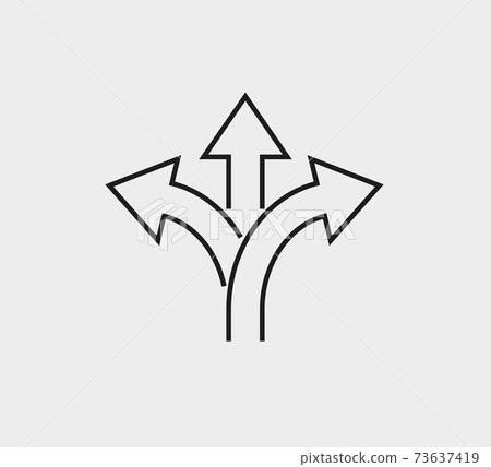 Arrow, three way, direction icon. Vector illustration, flat design 73637419