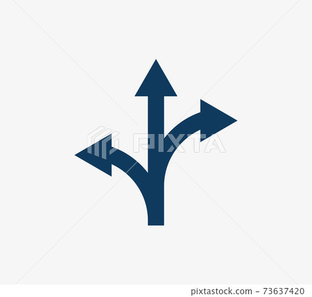 Arrow, three way, direction icon. Vector illustration, flat design Arrow, three way, direction icon. Vector illustration, flat design 73637420