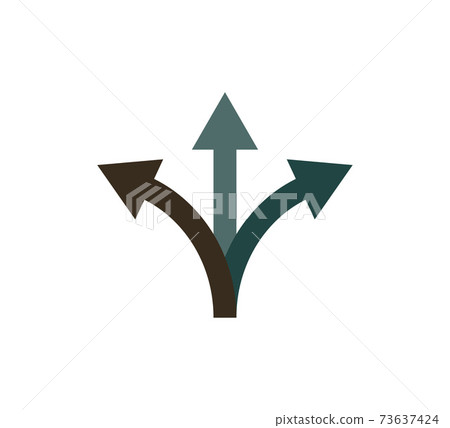 Arrow, three way, direction icon. Vector illustration, flat design 73637424