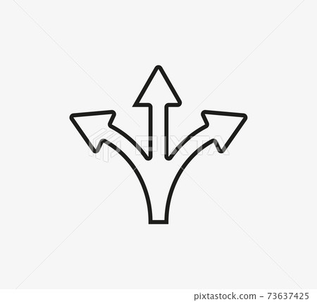 Arrow, three way, direction icon. Vector illustration, flat design 73637425