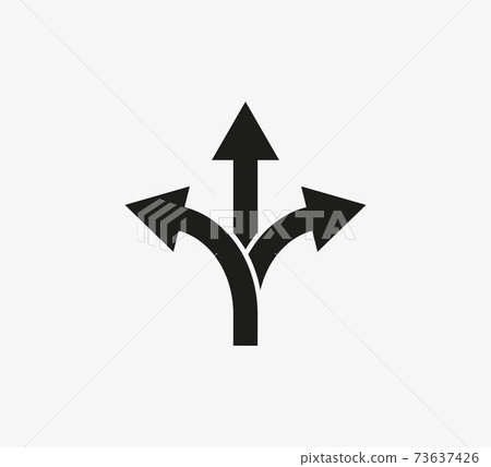 Arrow, three way, direction icon. Vector illustration, flat design Arrow, three way, direction icon. Vector illustration, flat design 73637426