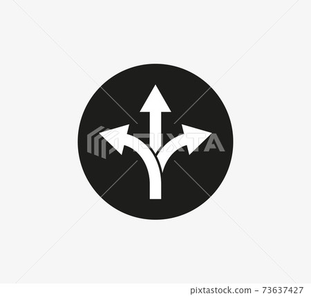 Arrow, three way, direction icon. Vector illustration, flat design Arrow, three way, direction icon. Vector illustration, flat design 73637427