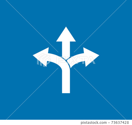 Arrow, three way, direction icon. Vector illustration, flat design Arrow, three way, direction icon. Vector illustration, flat design 73637428