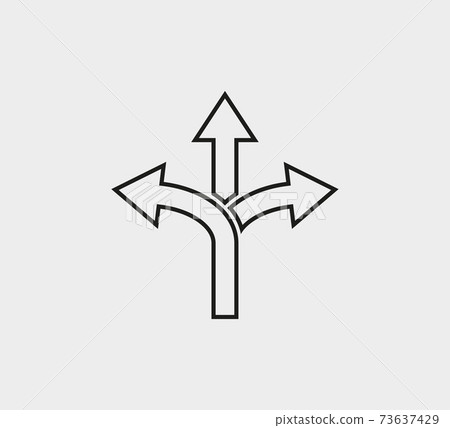 Arrow, three way, direction icon. Vector illustration, flat design 73637429