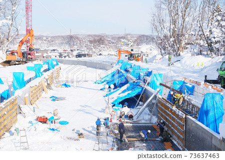 冬季航道施工現場 冬季航道施工現場 73637463