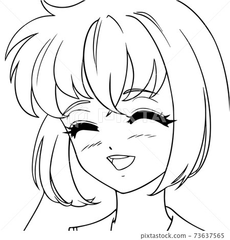 beautiful girl sketch vector line art of cute anime girl Stock Vector