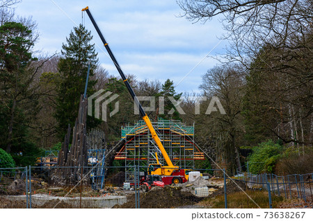 Restoration of the magnificent Rakotzbrucke tourist bridge in germany 73638267