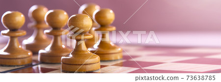 chess on the chessboard, army of white pawns on the chessboard 73638785