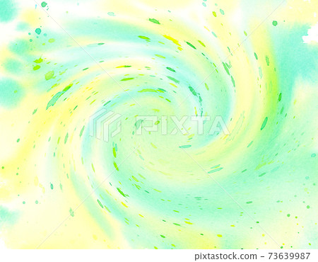 Yellow and green whirlpool ink art Yellow and green whirlpool ink art 73639987