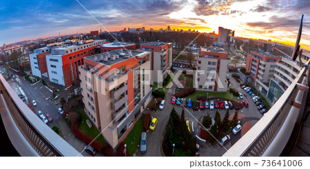 Poznan. Panorama of the city at sunset. 73641006