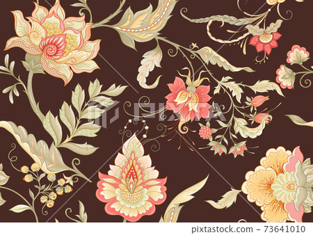 Seamless pattern with stylized ornamental flowers Seamless pattern with stylized ornamental flowers 73641010