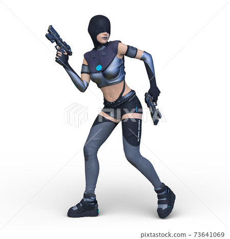 A woman with a gun 73641069