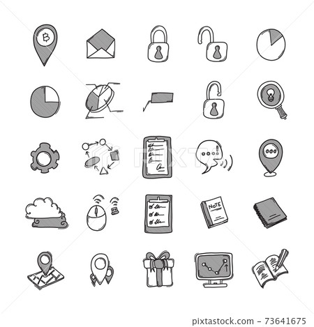 Business vector doodle icons set. Drawing sketch illustration hand drawn line eps10 Business vector doodle icons set. Drawing sketch illustration hand drawn line eps10 73641675