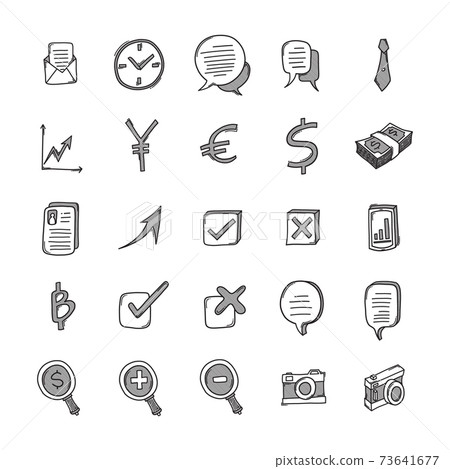 Business vector doodle icons set. Drawing sketch illustration hand drawn line eps10 73641677
