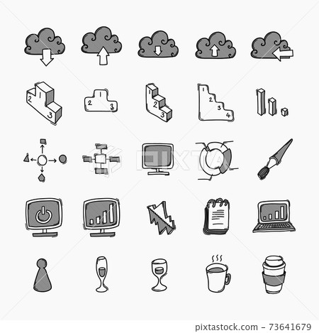 Business vector doodle icons set. Drawing sketch illustration hand drawn line eps10 Business vector doodle icons set. Drawing sketch illustration hand drawn line eps10 73641679