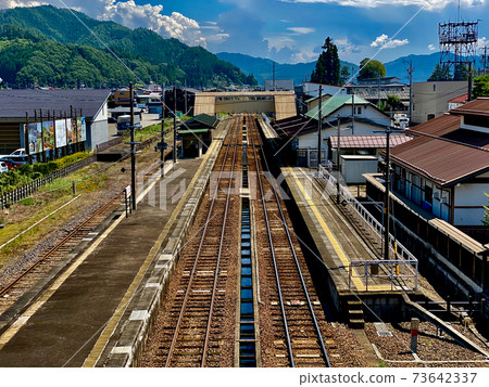 飛ida古川站沒有鐵路,天氣晴朗 飛ida古川站沒有鐵路,天氣晴朗 73642337