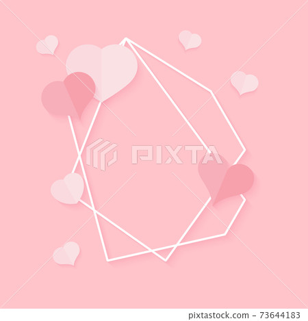 White abstract frame paper cut pink heart vector - Stock Illustration ...